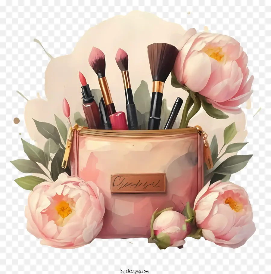 Bolsa De Maquillaje Rosa，Las Brochas De Maquillaje PNG