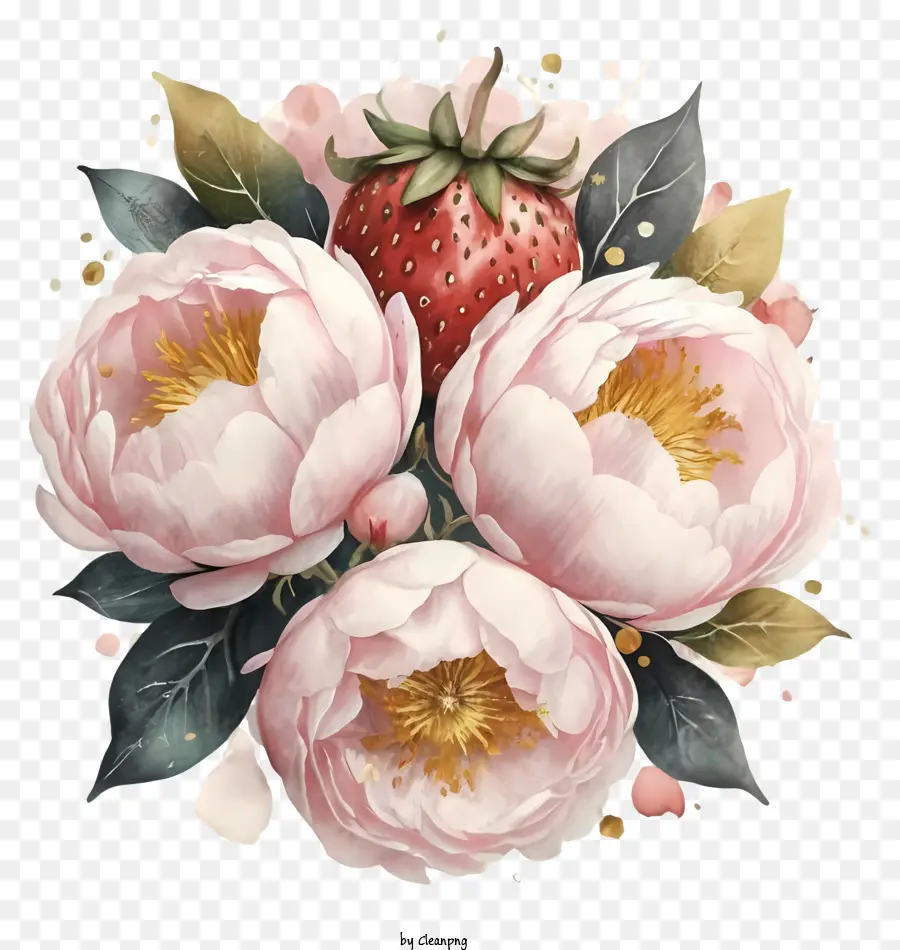 Peonies Pink，Ramo PNG