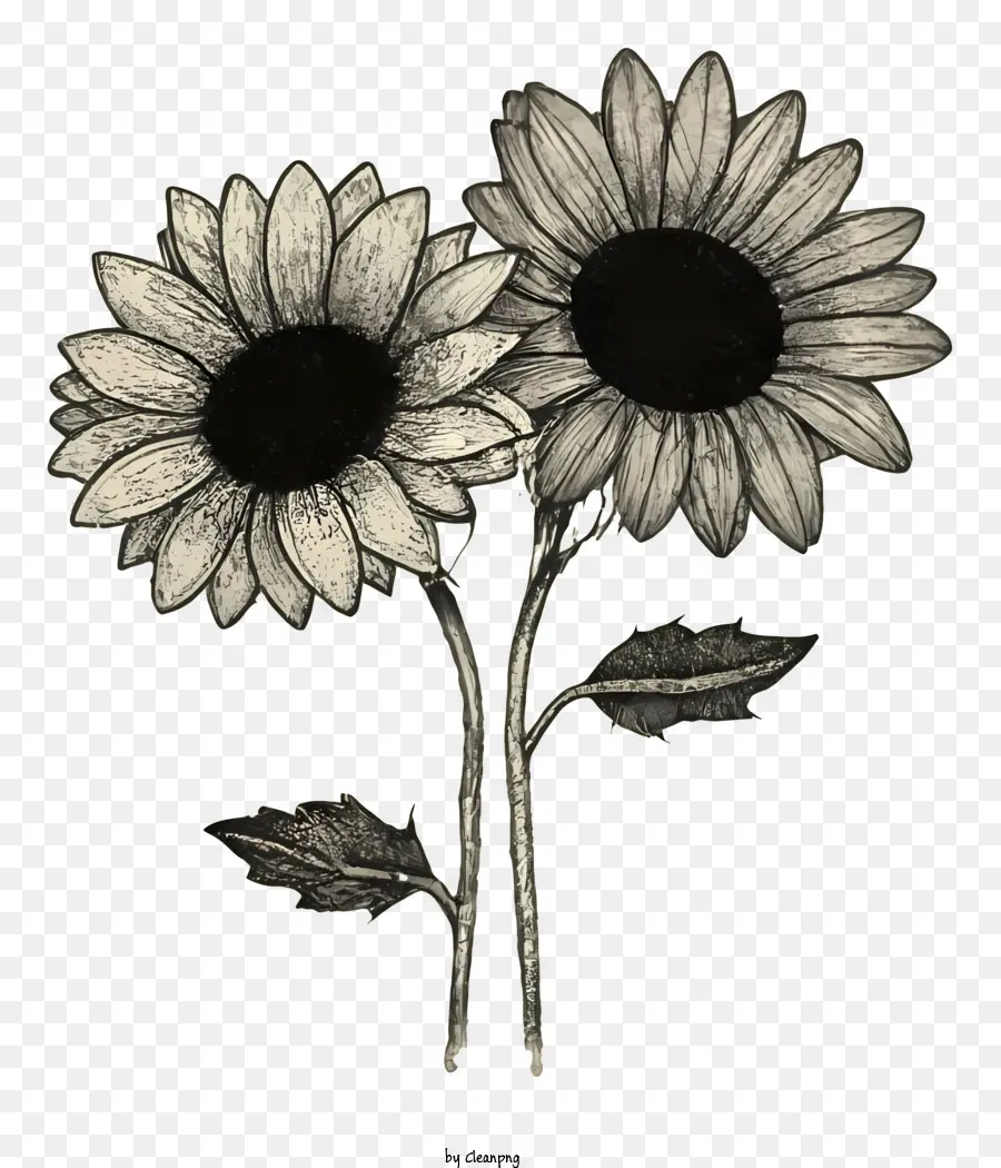 Dibujo En Blanco Y Negro，Los Girasoles PNG