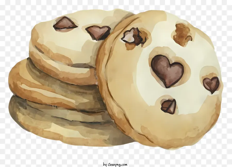 Galletas Con Chispas De Chocolate，Galletas En Forma De Corazón PNG