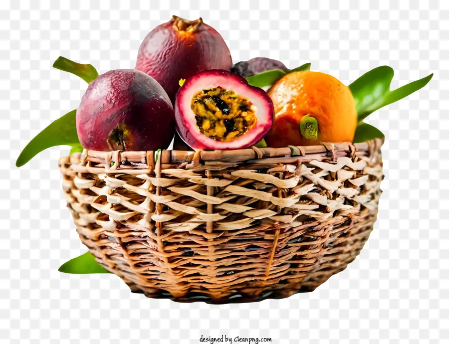 Canasta Tejida，Frutas Exóticas PNG