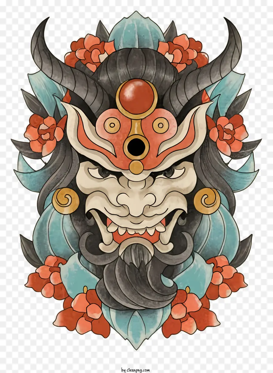 Personaje Demonio Asiático，Cejas Angulares PNG
