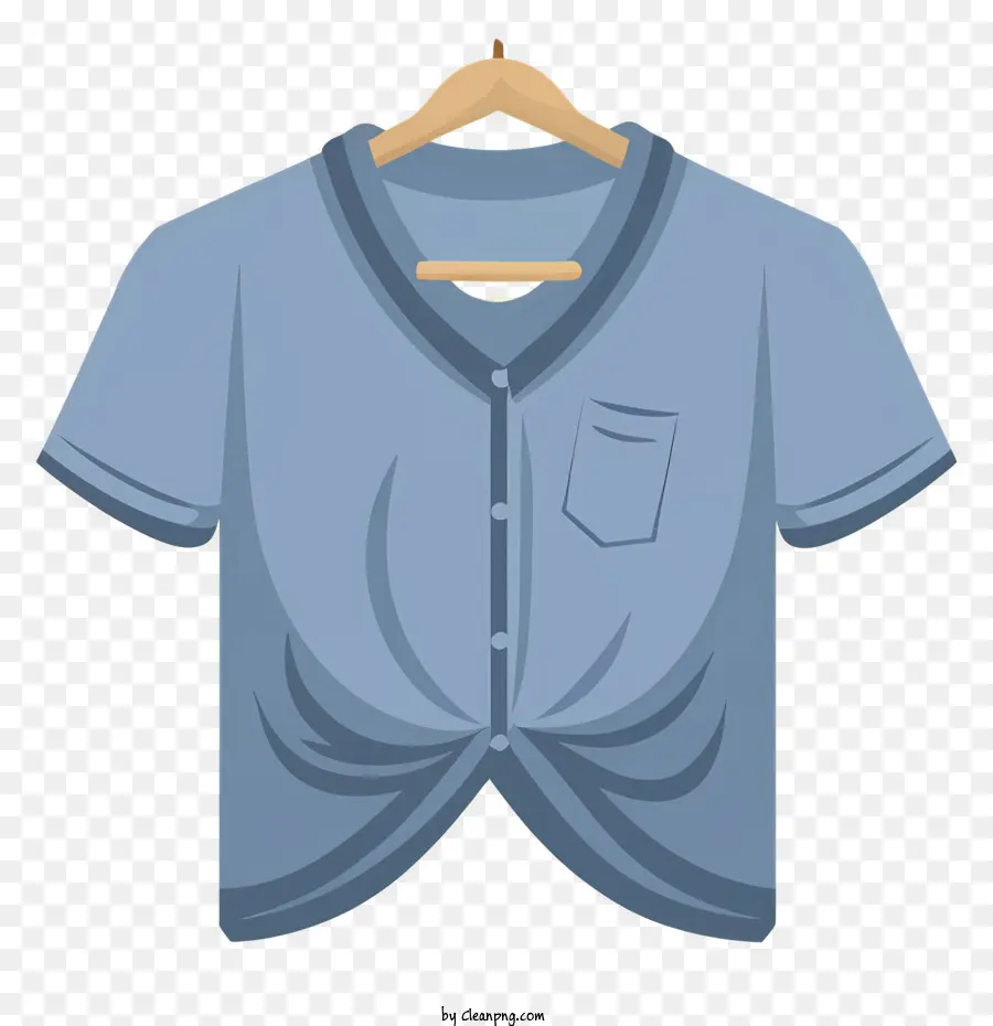 Camisa De Vestir Azul，Percha De Madera PNG