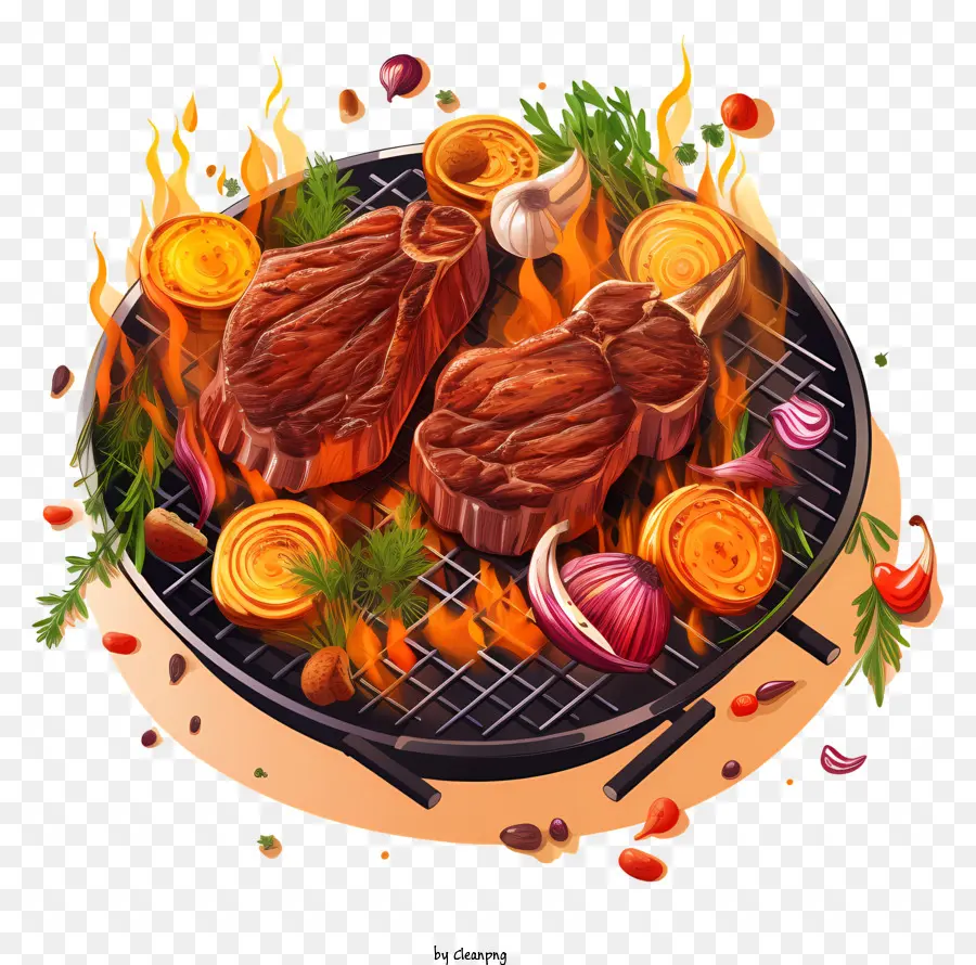 La Parrilla Del Bbq，Parrilla De Carne Y Vegetales PNG