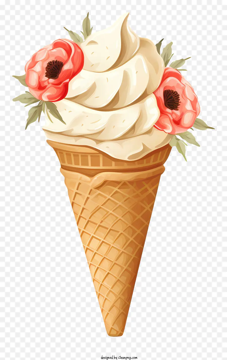 Cono De Helado，Cobertura De Crema Batida PNG