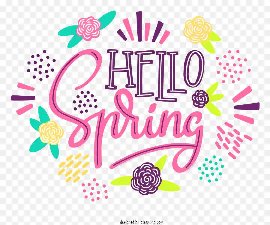 Hola Primavera，Diseño Colorido PNG