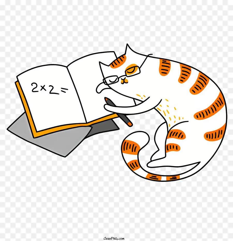 Gato De Dibujos Animados，Gato Con Libro PNG