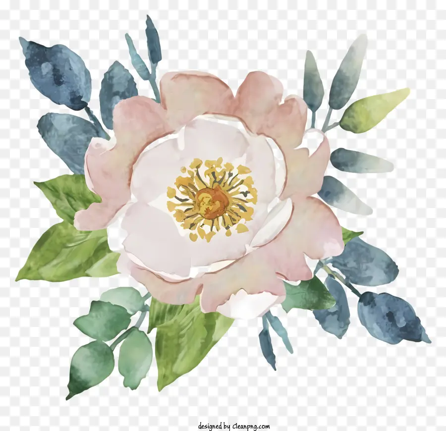 Flor Rosa，Flor Con Hojas PNG