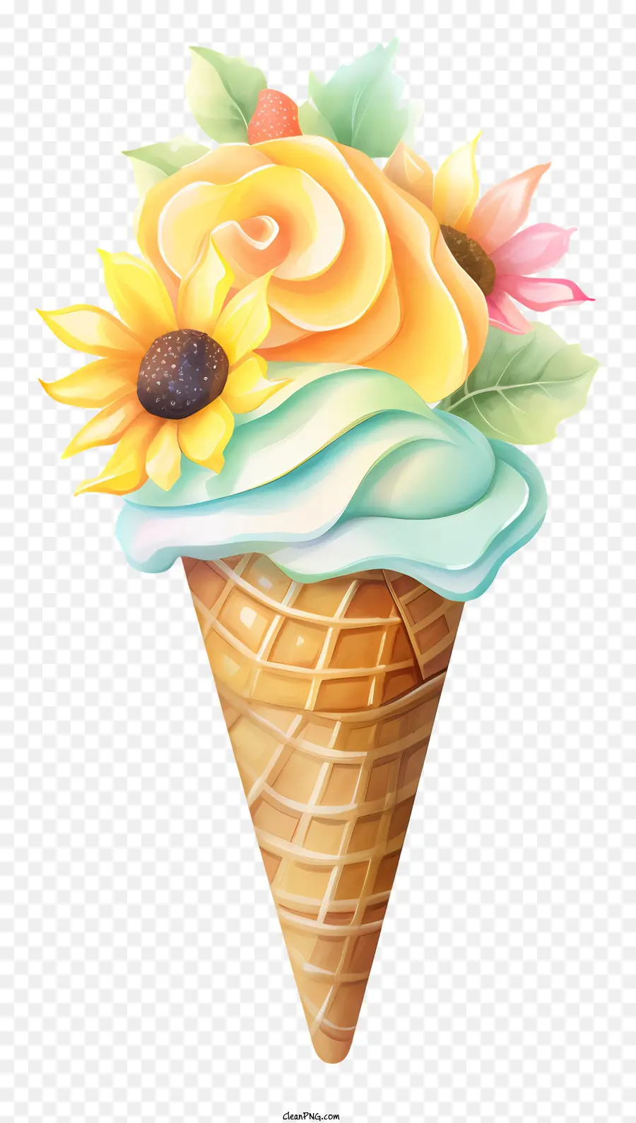 Cono De Helado，Flores PNG