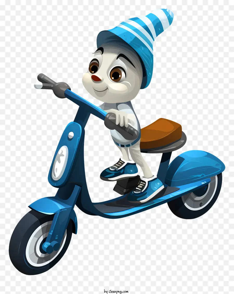 Hombre En El Scooter De Motor，Gorra A Rayas Azul Y Blanca PNG