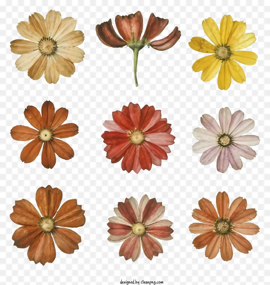 Palabras Clave Impresiones De Flores，Black Background PNG