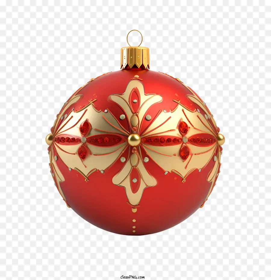 Bola De Navidad，Adorno Rojo Y Dorado PNG