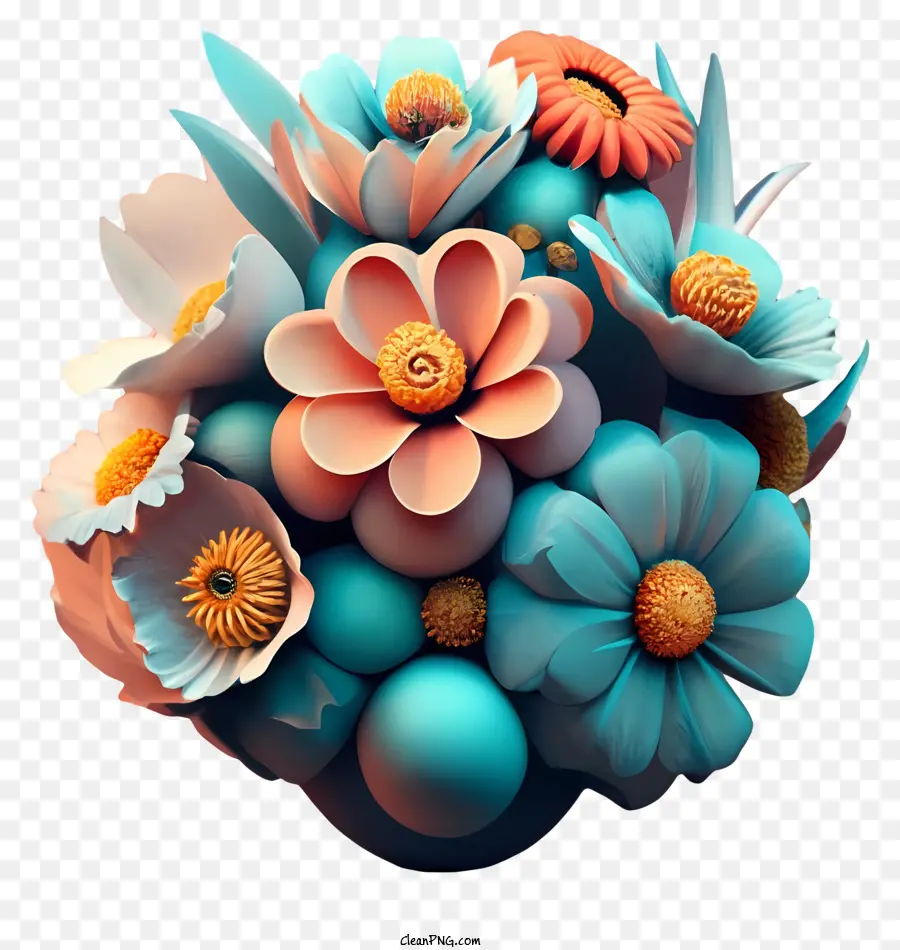 Render 3d，Bouquet Of Flowers PNG