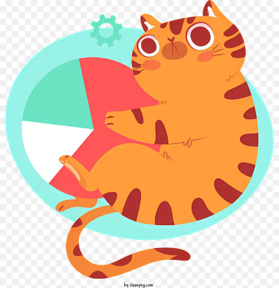 Gato，Gato Con Gráfico Circular PNG