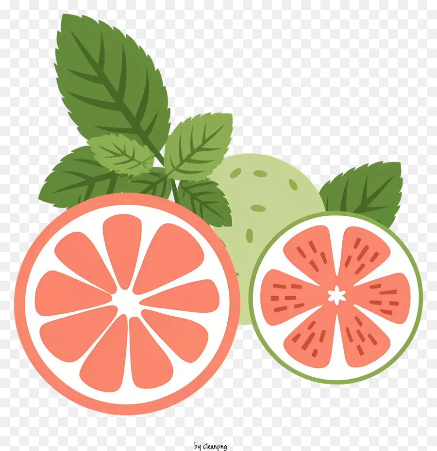 Limones，Pomelo Y Hojas PNG