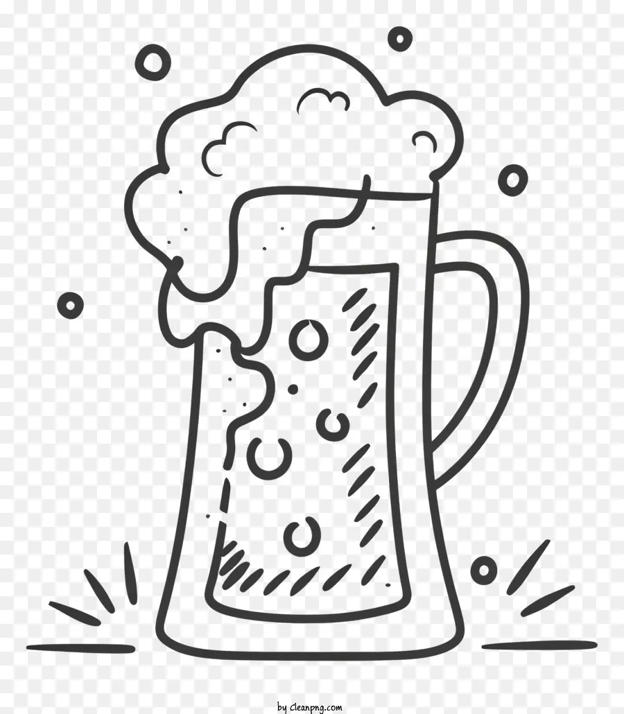 Dibujo En Blanco Y Negro，Taza De Cerveza PNG