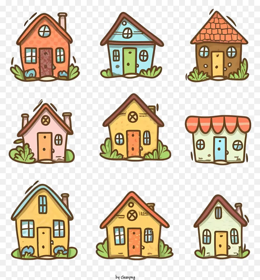 Lindas Casas，Varios Colores Y Estilos PNG