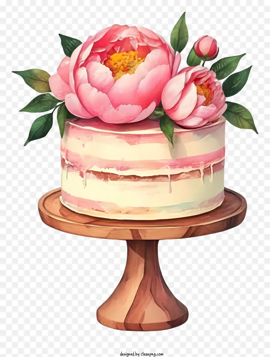 Pastel De Boda Rosa，De Madera Reposar La Torta PNG