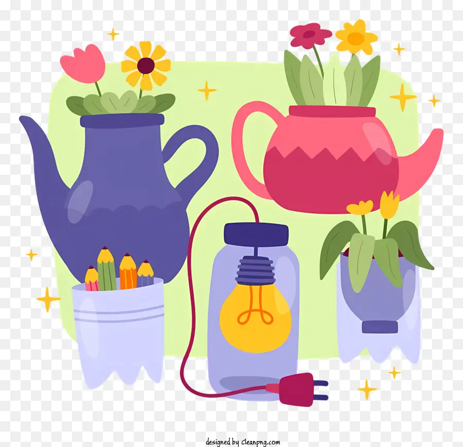 Teteras Con Flores，Teteras De Bombilla PNG