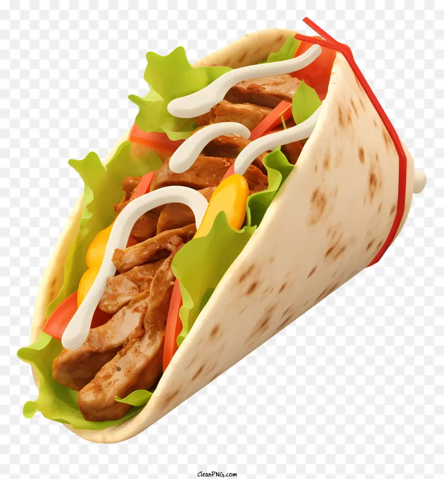 Taco De Pollo，Plato Mexicano PNG