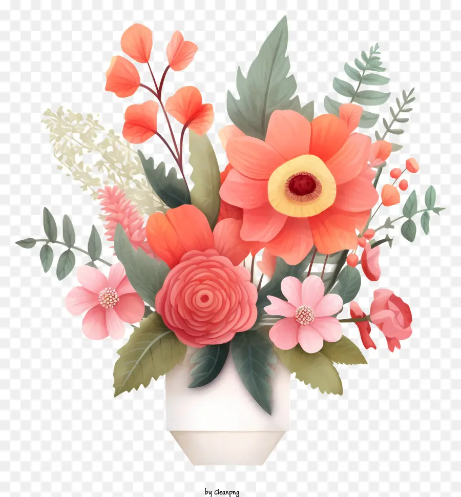 Jarrón De Flores，Flores En Varios Colores PNG