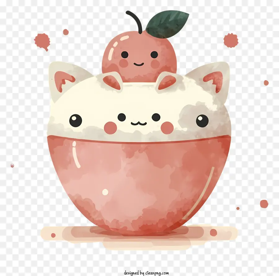 Pink Bowl Of Ice Cream，Gato Con Manzana PNG