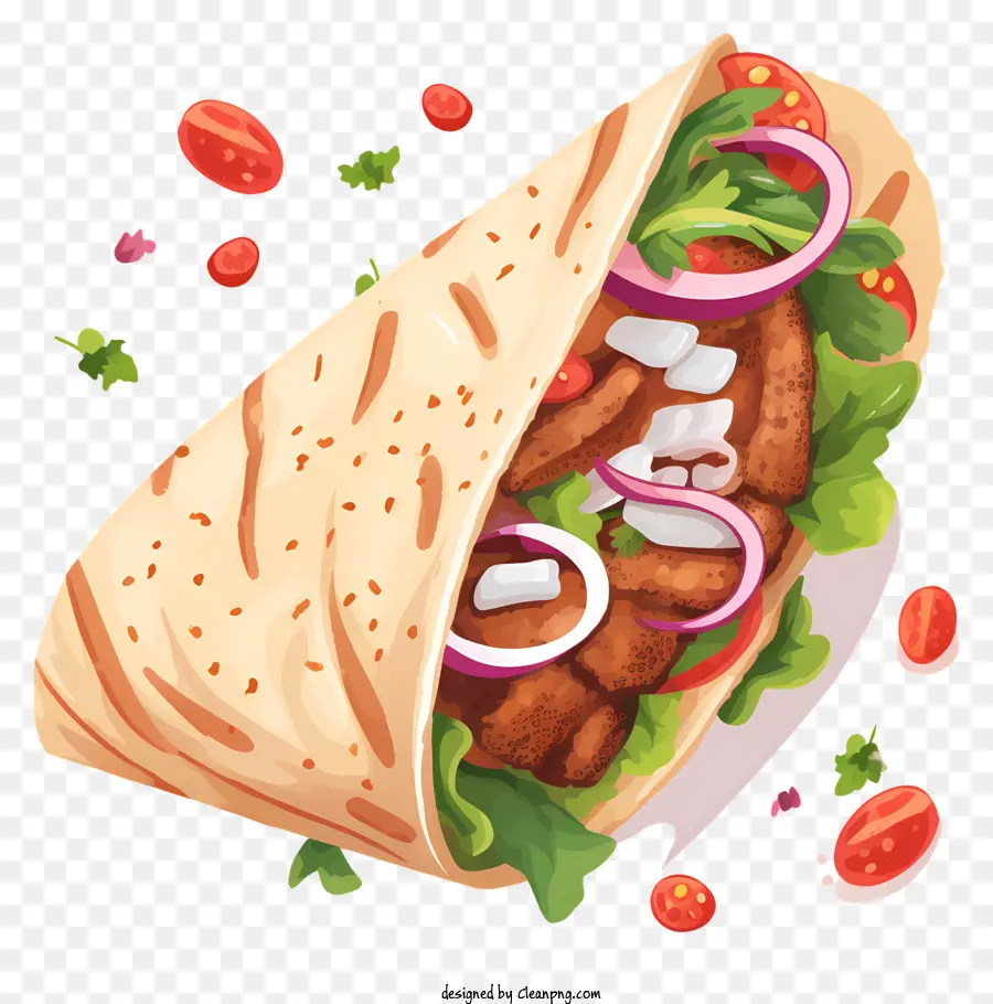 Sándwich De Giroscopio De Pollo，Pita Bread PNG