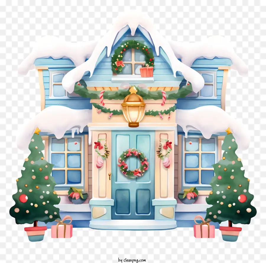 Decoraciones De Navidad，Nevadas Casa PNG