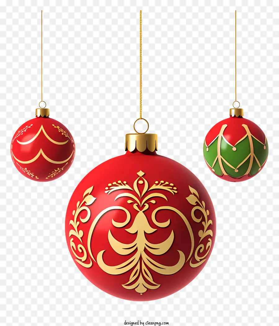 Adornos De Navidad，Decoraciones Rojas Y Verdes PNG