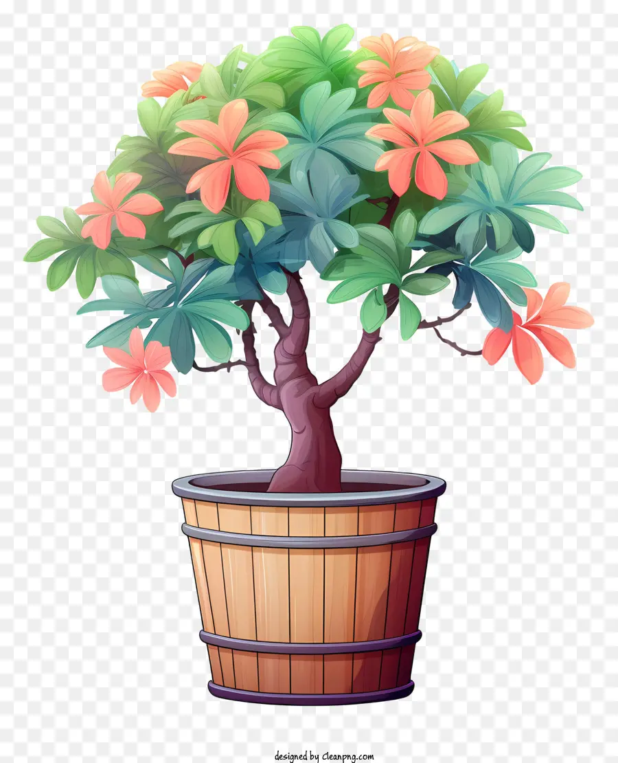 árbol De Los Bonsais，Bote De Madera PNG