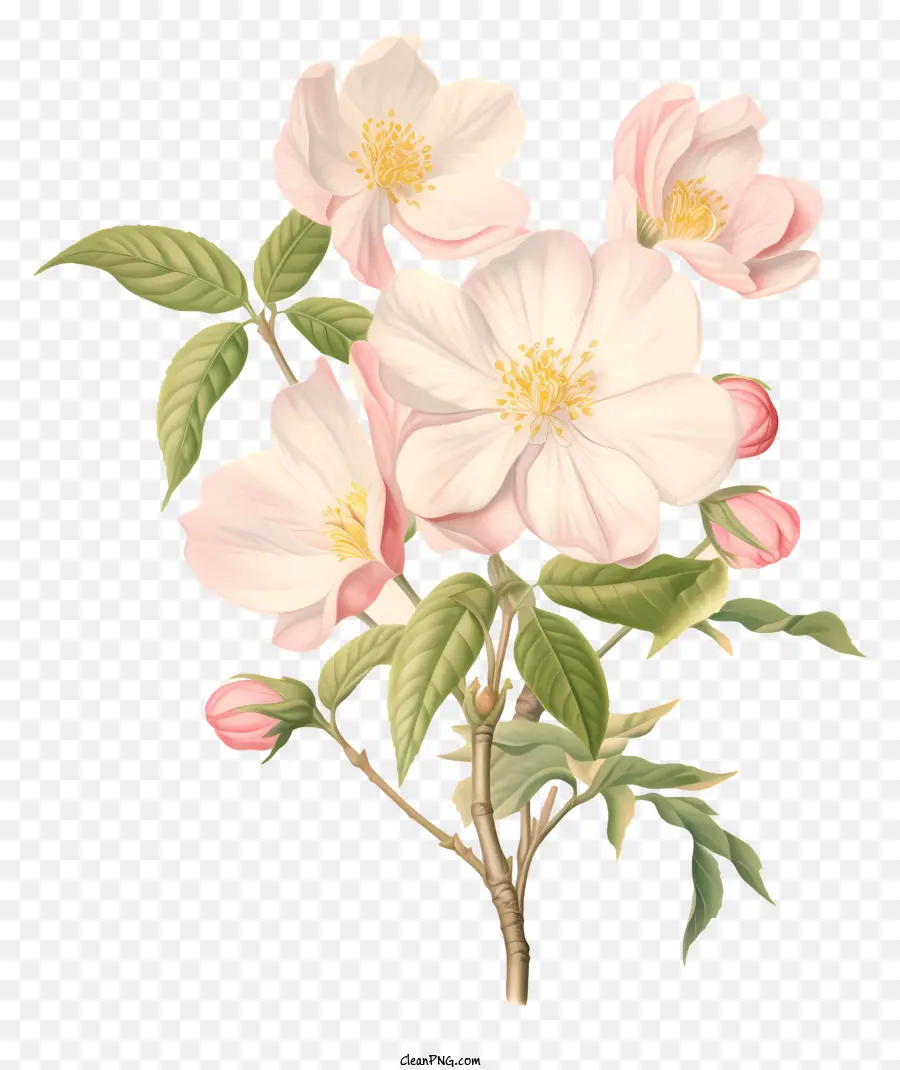 Ilustración En Blanco Y Negro，Flores Rosadas PNG