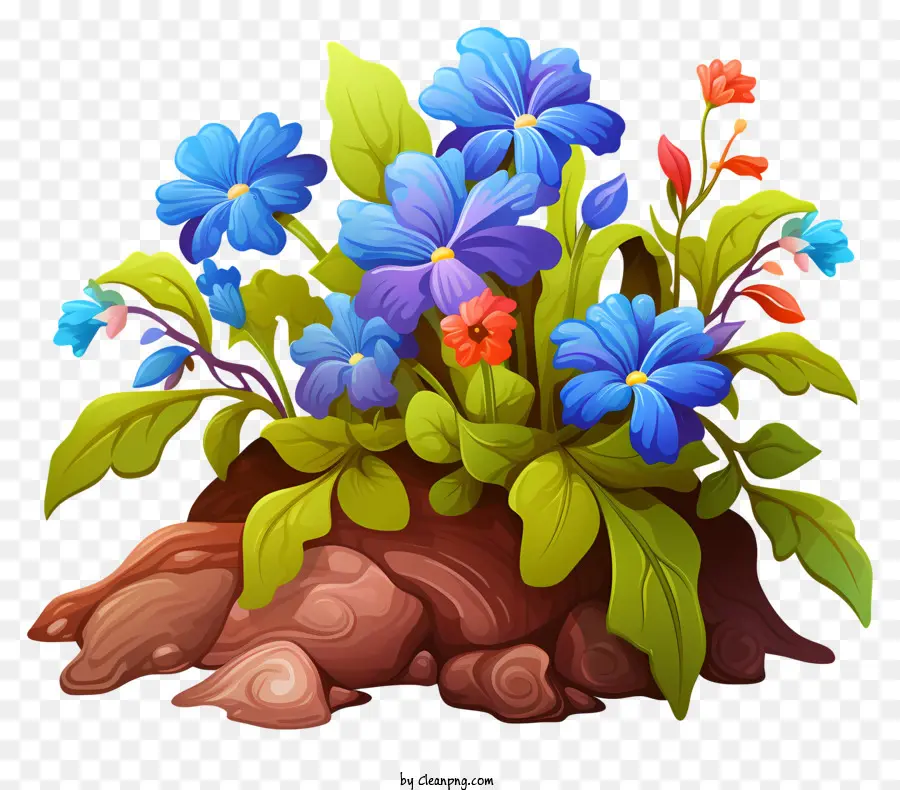 Flores Azules Brillantes，Bote PNG