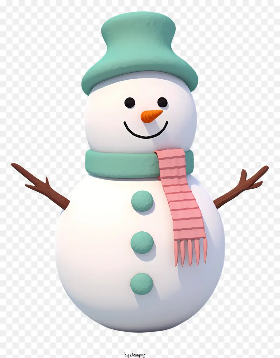 Un Muñeco De Nieve Cartoon，Sombrero Verde PNG