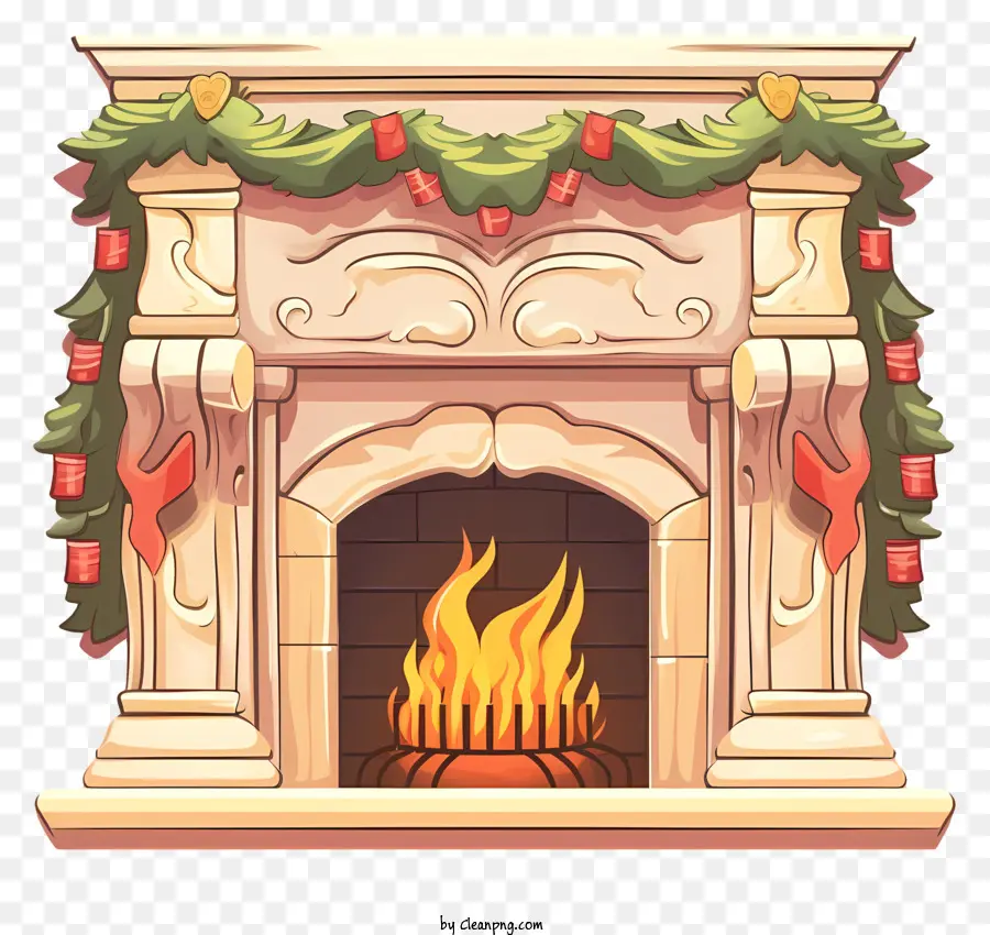 Chimenea De Piedra，Decoraciones De Navidad PNG