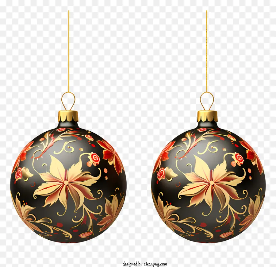 Campanas Decorativas Negras Y Doradas，Adornos Navideños PNG