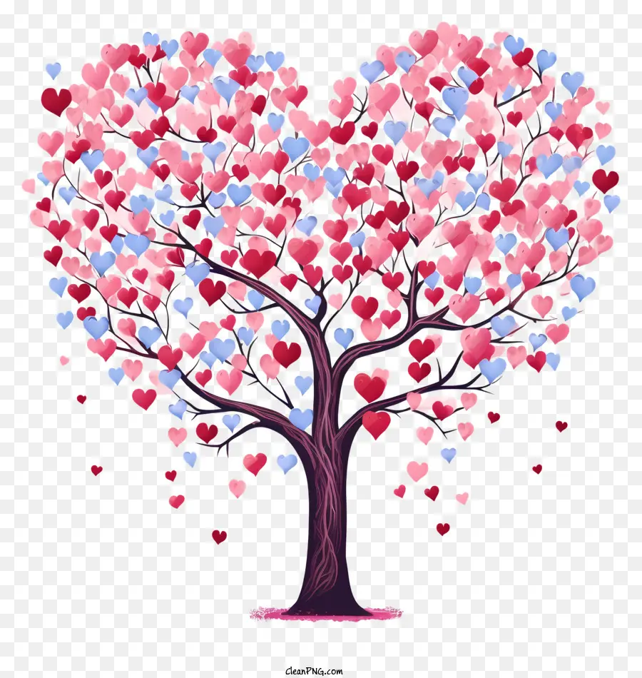 árbol En Forma De Corazón，Árbol De Corazón Colorido PNG