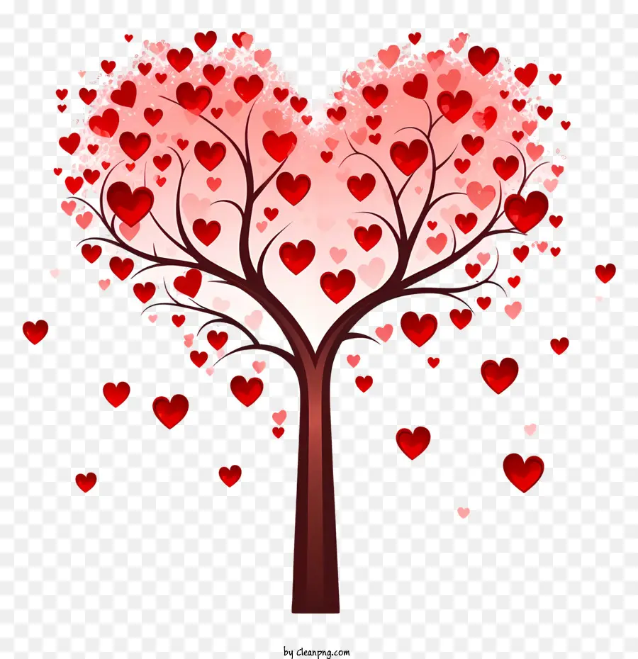 árbol En Forma De Corazón，Corazones Rojos PNG
