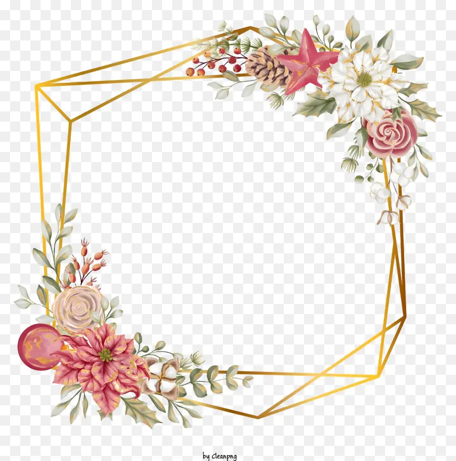 Marco De Oro，Flores Blancas Y Rosas PNG