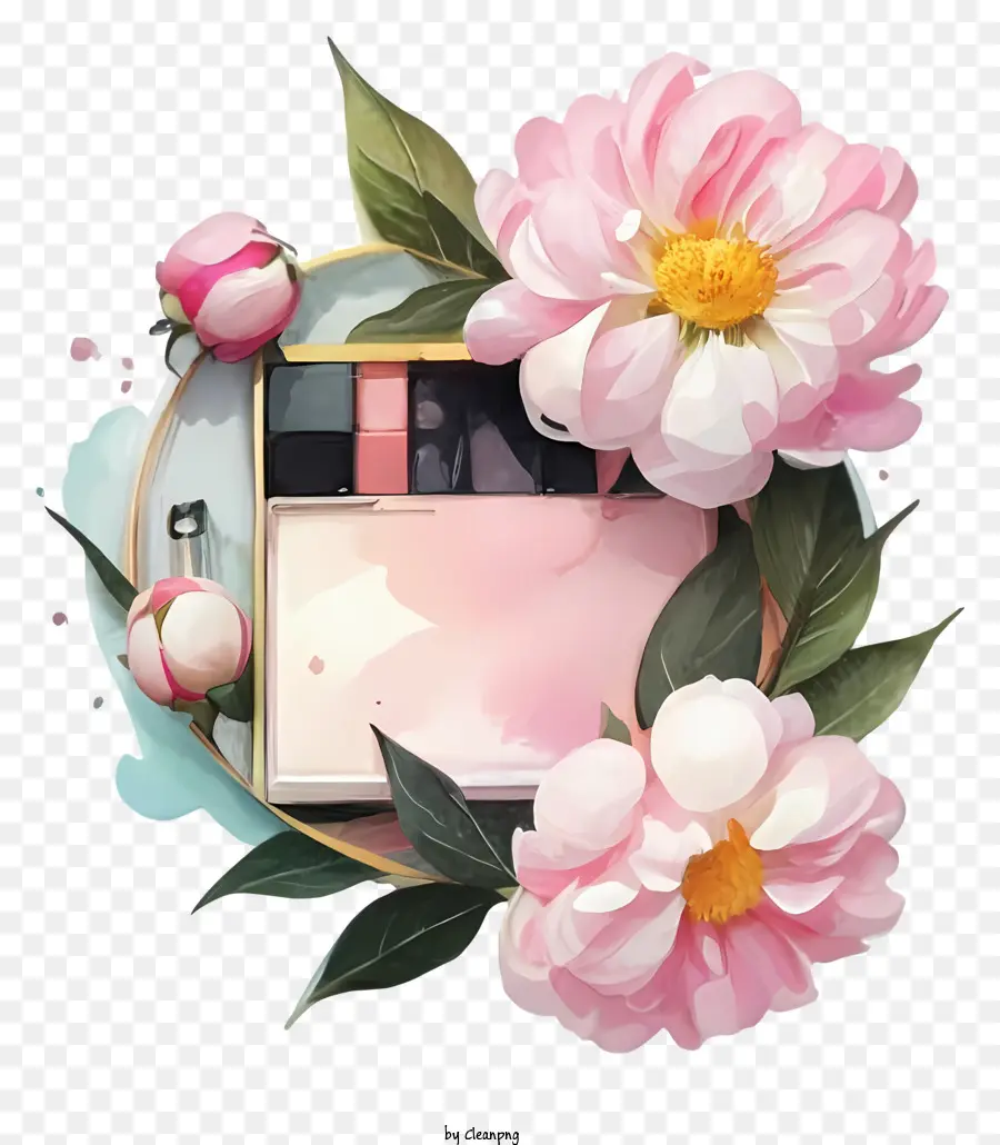 Rosa Peonía Flor，Ilustración Acuarela PNG