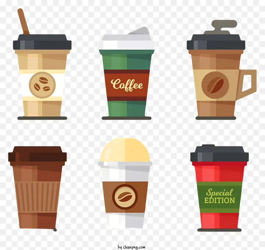Las Tazas De Café，Tazas De Diseño Plano PNG