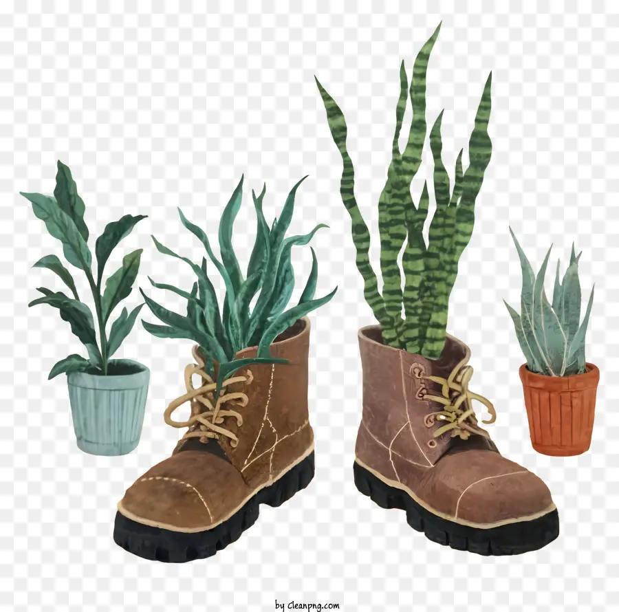 Macetas，Botas Con Plantas PNG