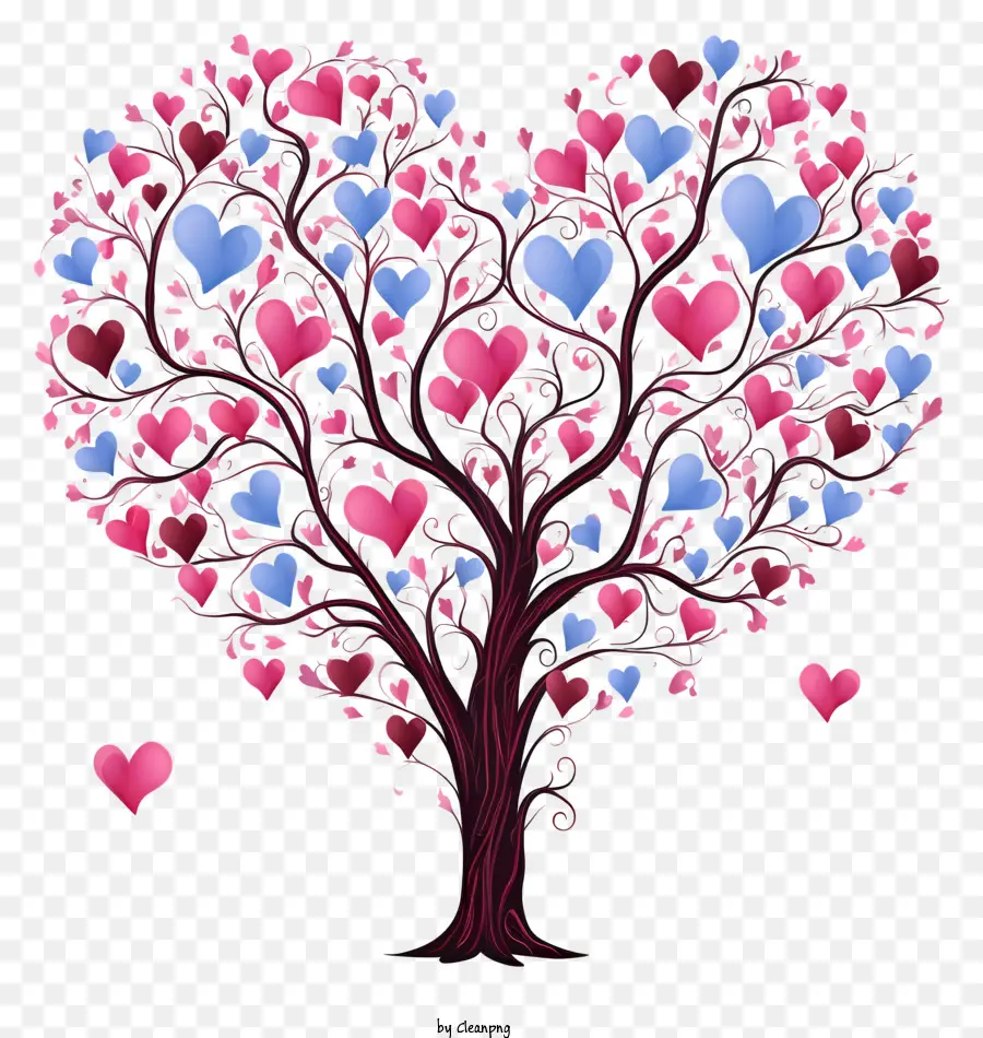 Árbol Con Corazones，Heartshaped Hojas PNG