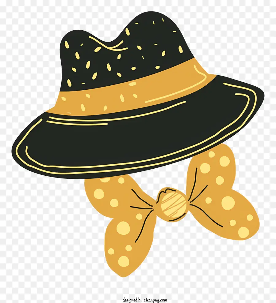 Negro Corbata De Lazo，Sombrero Negro PNG