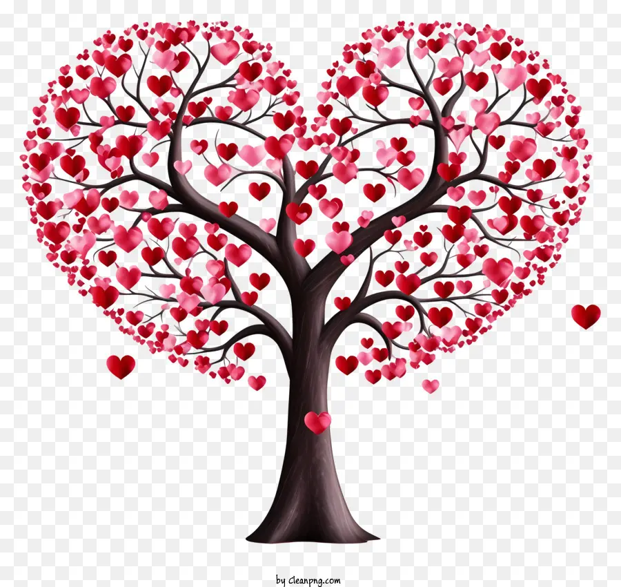 Heartshaped árbol，Corazones Rojos PNG