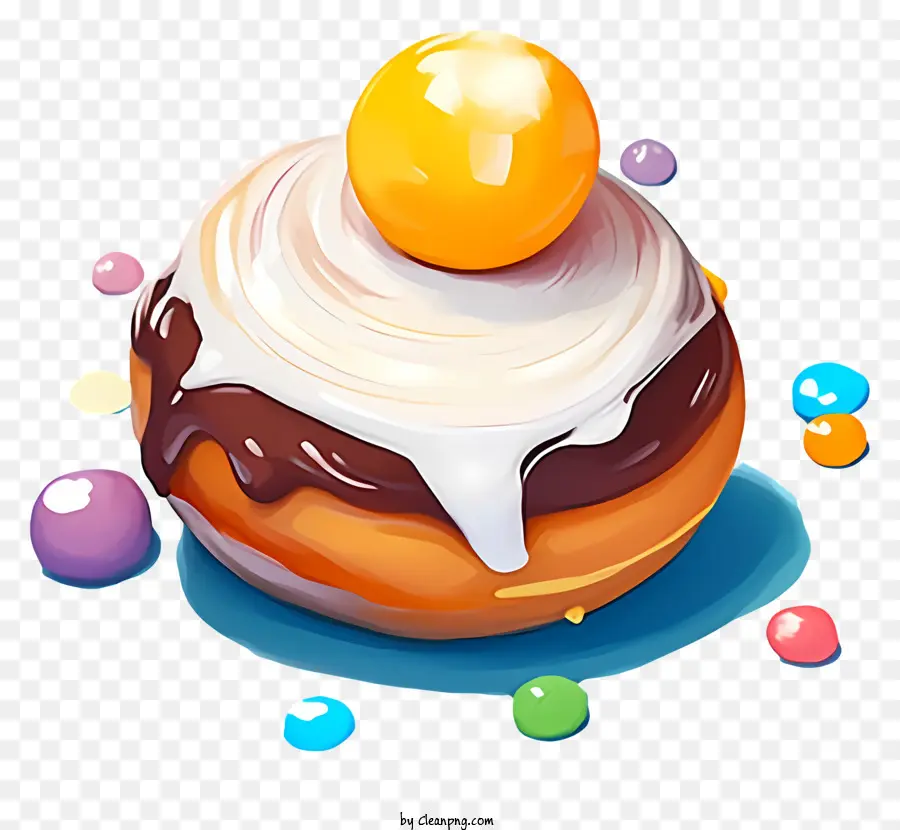 Delicioso Donut，Donut Colorido PNG