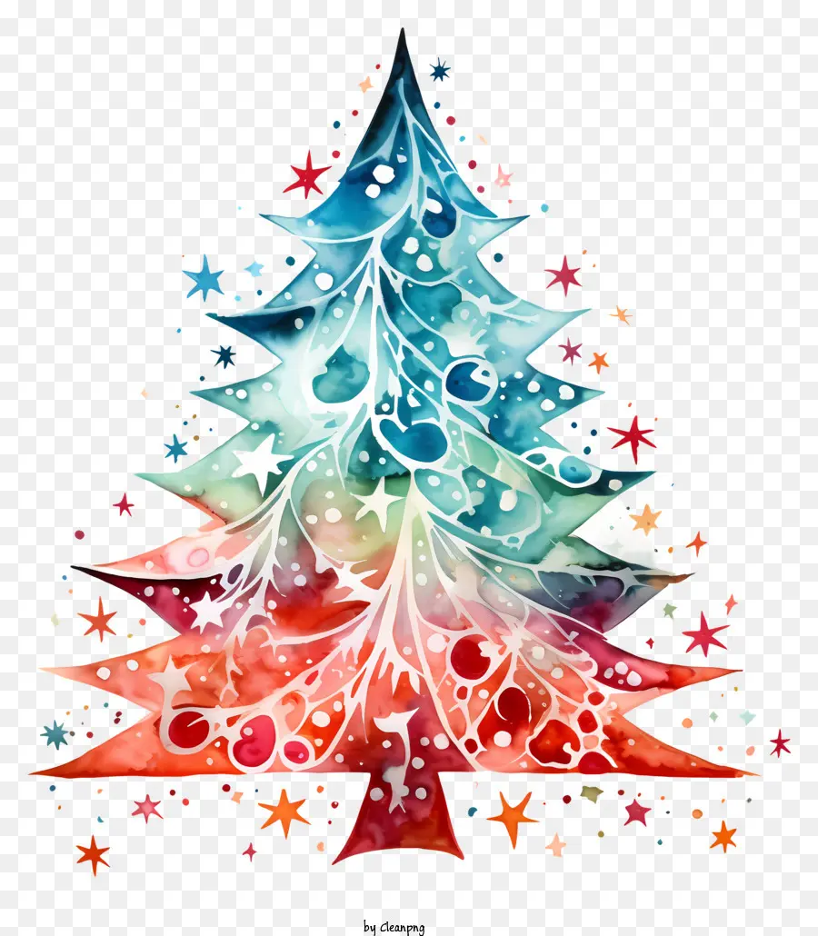 árbol De Navidad，Salpicaduras De Pintura De Acuarela PNG