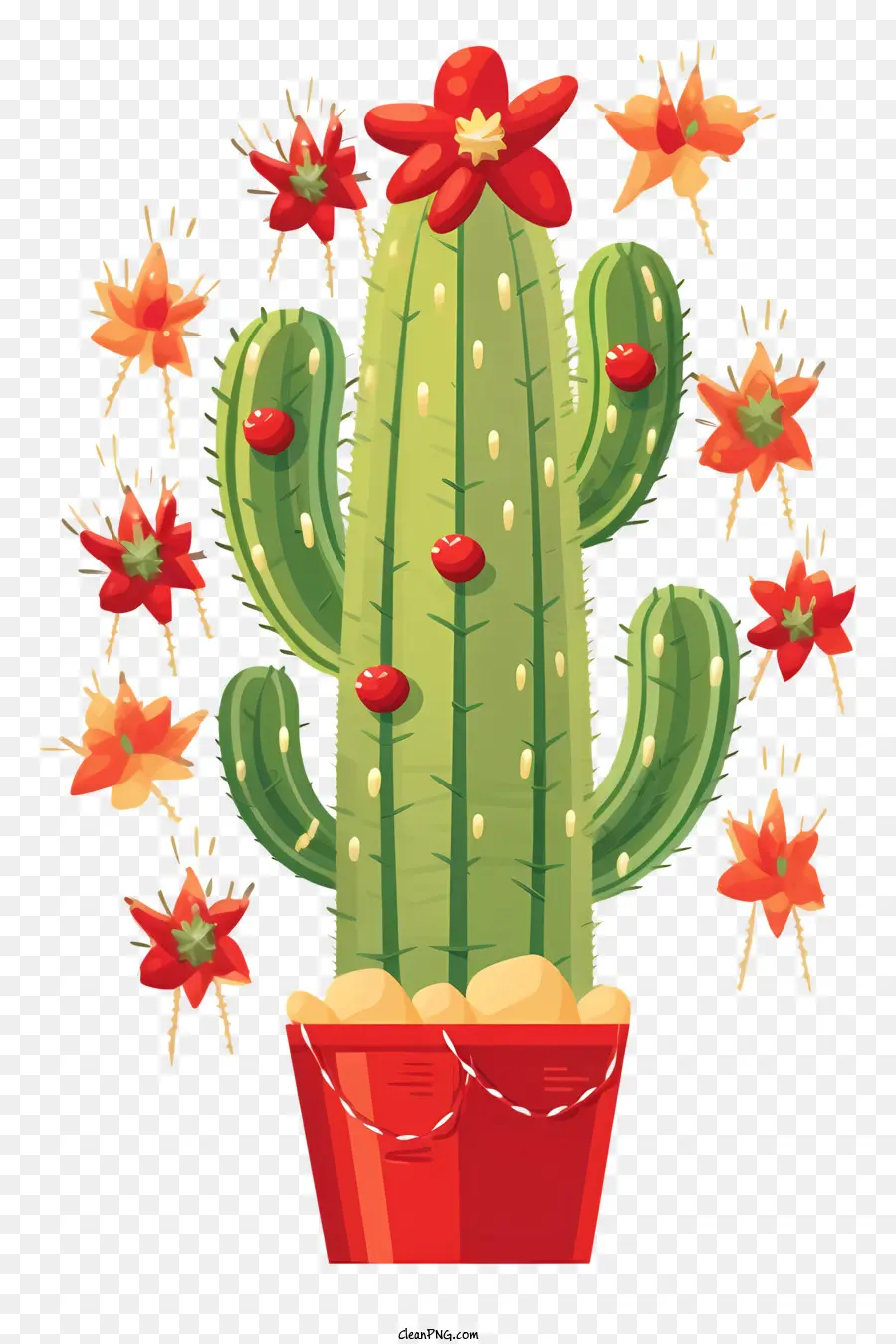 Cactus Con Flores Rojas，La Floración De Los Cactus PNG