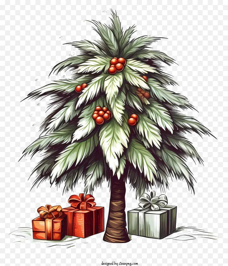 Adornos Para árboles De Navidad，Palmera Con Regalos PNG