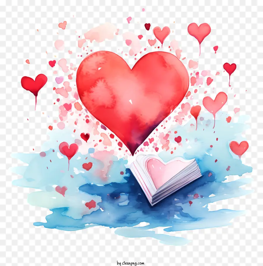 Libro En Forma De Corazón，Acuarela PNG