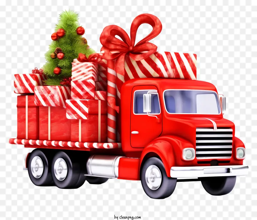 Camión Rojo，árbol De Navidad PNG